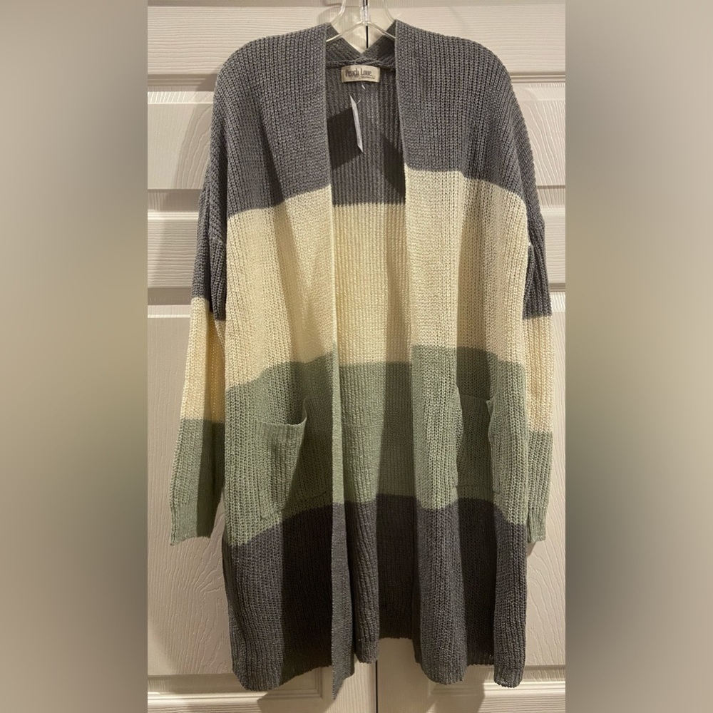 Peach Love Open Sweater Duster Long Women’s Size Large
